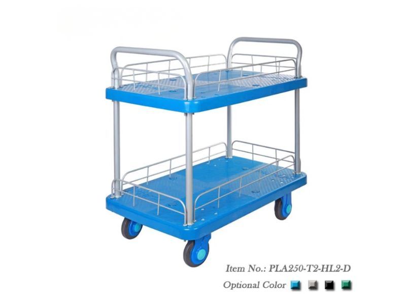 Xe Đẩy Hàng 4 Bánh 2 Tầng 250kg Có Lan Can PLA250-T2-HL2-D 2 xe-day-hang-4-banh-2-tang-250kg-co-lan-can-pla250-t2-hl2-d-1