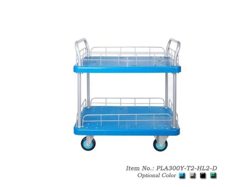 Xe Đẩy Hàng 4 Bánh 2 Tầng 300kg Có Lan Can PLA300Y-T2-HL2-D 2 xe-day-hang-4-banh-2-tang-300kg-co-lan-can-pla300y-t2-hl2-d-2