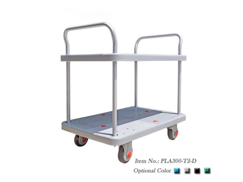 Xe Đẩy Hàng 4 Bánh 2 Tầng 300kg PLA300-T2-D 1 xe-day-hang-4-banh-2-tang-300kg-pla300-t2-d-1