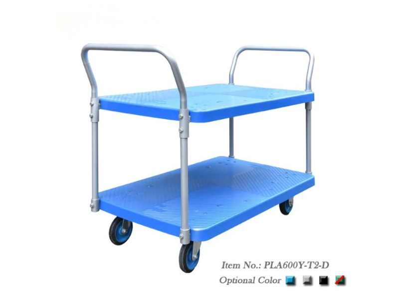 Xe Đẩy Hàng 4 Bánh 2 Tầng 600kg PLA600Y-T2-D 1 xe-day-hang-4-banh-2-tang-600kg-pla600y-t2-d-1