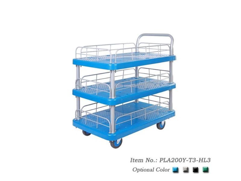 Xe Đẩy Hàng 4 Bánh 3 Tầng 200kg Có Lan Can PLA200Y-T3-HL3 1 xe-day-hang-4-banh-3-tang-200kg-co-lan-can-pla200y-t3-hl3-1
