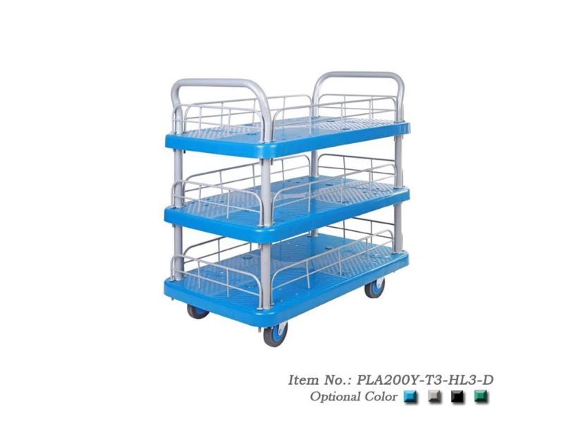 Xe Đẩy Hàng 4 Bánh 3 Tầng 200kg Có Lan Can PLA200Y-T3-HL3-D 1 xe-day-hang-4-banh-3-tang-200kg-co-lan-can-pla200y-t3-hl3-d-1