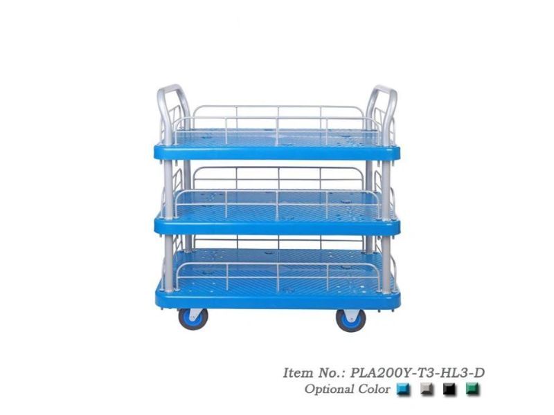 Xe Đẩy Hàng 4 Bánh 3 Tầng 200kg Có Lan Can PLA200Y-T3-HL3-D 2 xe-day-hang-4-banh-3-tang-200kg-co-lan-can-pla200y-t3-hl3-d-2
