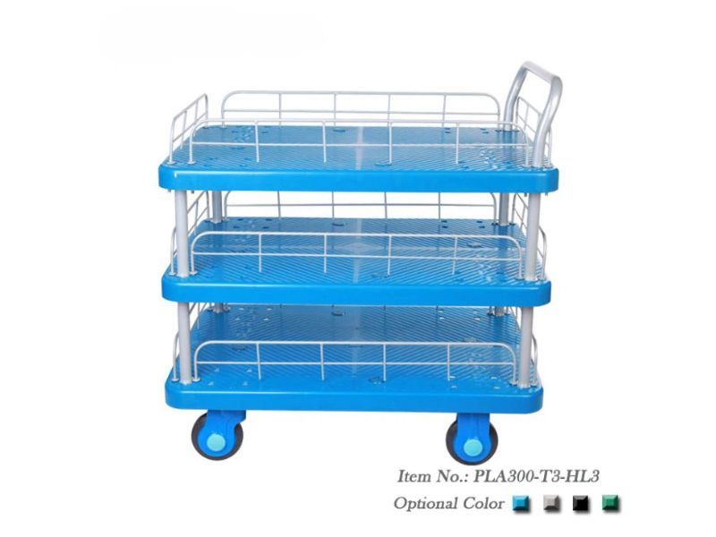 Xe Đẩy Hàng 4 Bánh 3 Tầng 300kg Có Lan Can PLA300-T3-HL3 2 xe-day-hang-4-banh-3-tang-300kg-co-lan-can-pla300-t3-hl3-2